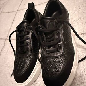 MCM black Logo Embossed Leather Platform Sneakers Size 37 (Women’s size 7)